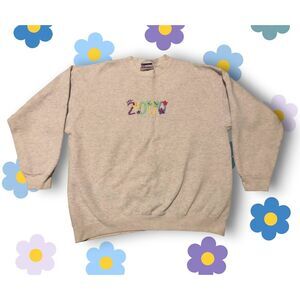 Vintage Year 2000 Embroidered Millennium Crewneck Large Y2K Ultimate Hanes